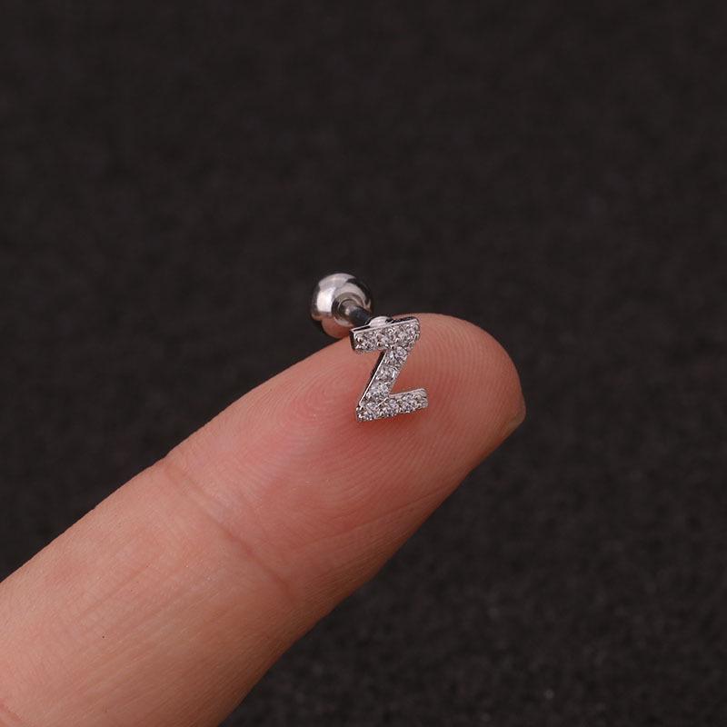 Trendy 26 Letters Tragus Cartilage Earring Women Exquisite Tiny Initial Alphabet Name Helix Earring Piercing Jewelry Gift
