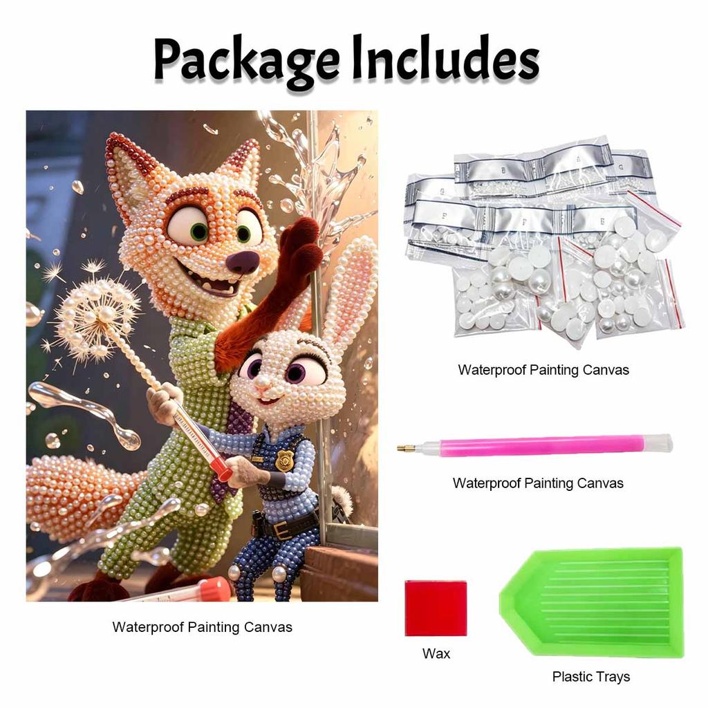 Disney 5D DIY Pearl Painting Kit, Zootopia Characters Home Bedroom Wall Decor Crafts Handmade Gift