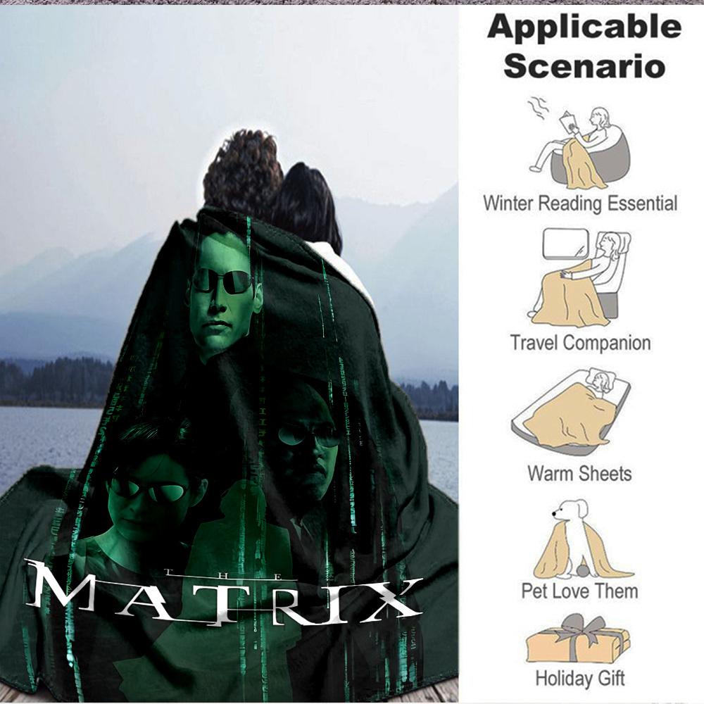 1pc The Matrix Flannel Throw Blanket - HD Printed Lightweight Soft Warm All-Season Blanket for Sofa, Bed, Travel, Camping 025