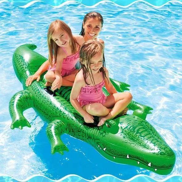 Schwarzer Hai Blauwal Großes Krokodil Wasser aufblasbares Schwimmbett Kleines Krokodil Reittier Schwimmring Schwimmen Wasser Outdoor aufblasbar