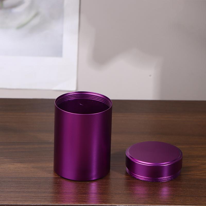 Mini Portable Aluminum Alloy Sealed Jar Travel Moisture-Proof Solid Color Nut Candy Food Storage Container Tea Can