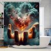 Surreal Heart In Hand Shower Curtain - Waterproof, Mildew-Resistant, Machine Washable For Dramatic Bathroom Decor