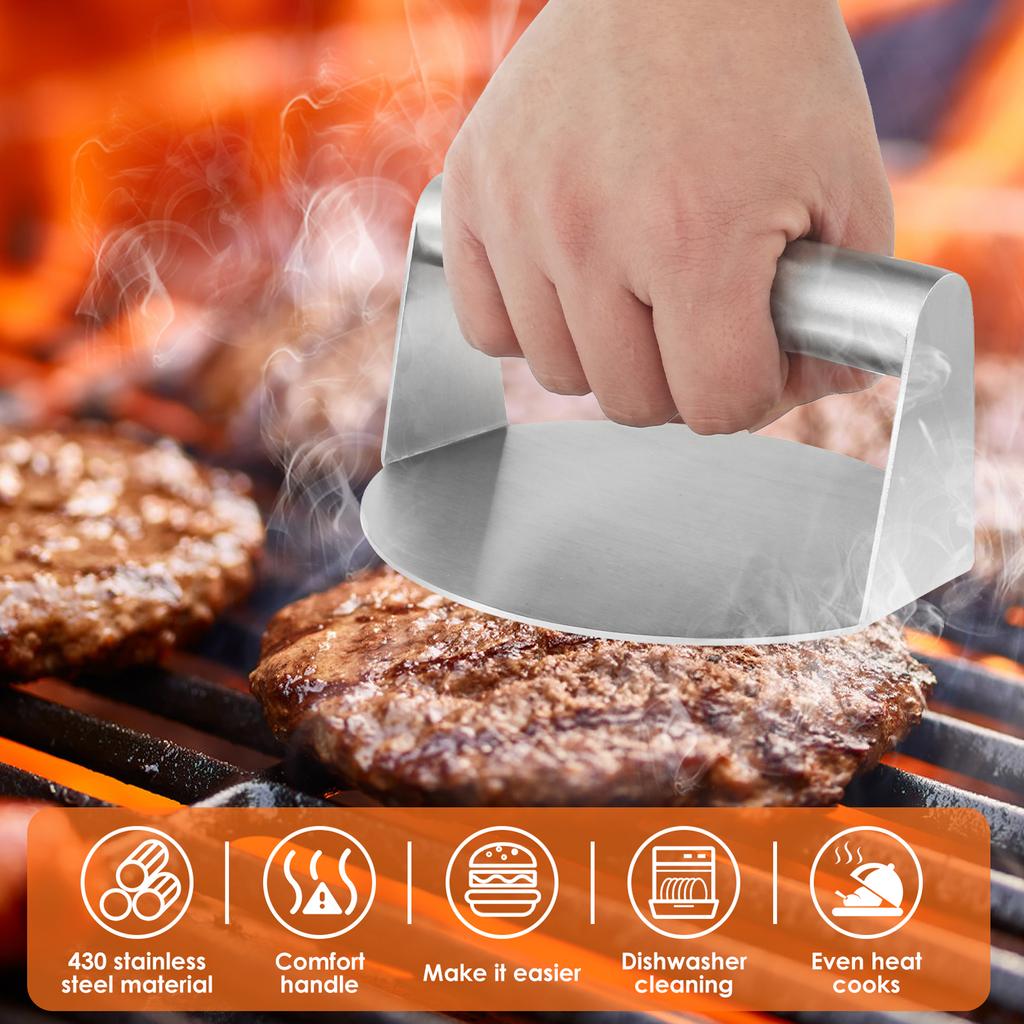 Prasa do smash burgerów ze stali nierdzewnej Wszechstronna pokrywka na garnek Pokrywa do grilla Okrągła forma do mięsa do wędlin Akcesorium kuchenne