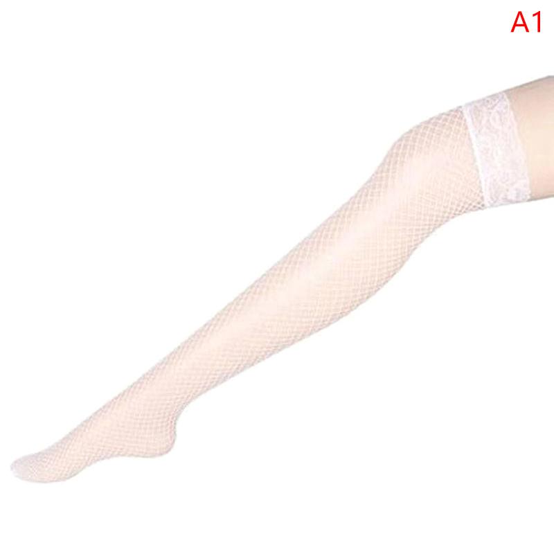 Ciorapi de plasă de plasă de culoare albă, negru, sexi, pentru femei, fete, elastice, de vară, deasupra genunchiului, dantelă, ciorapi lungi