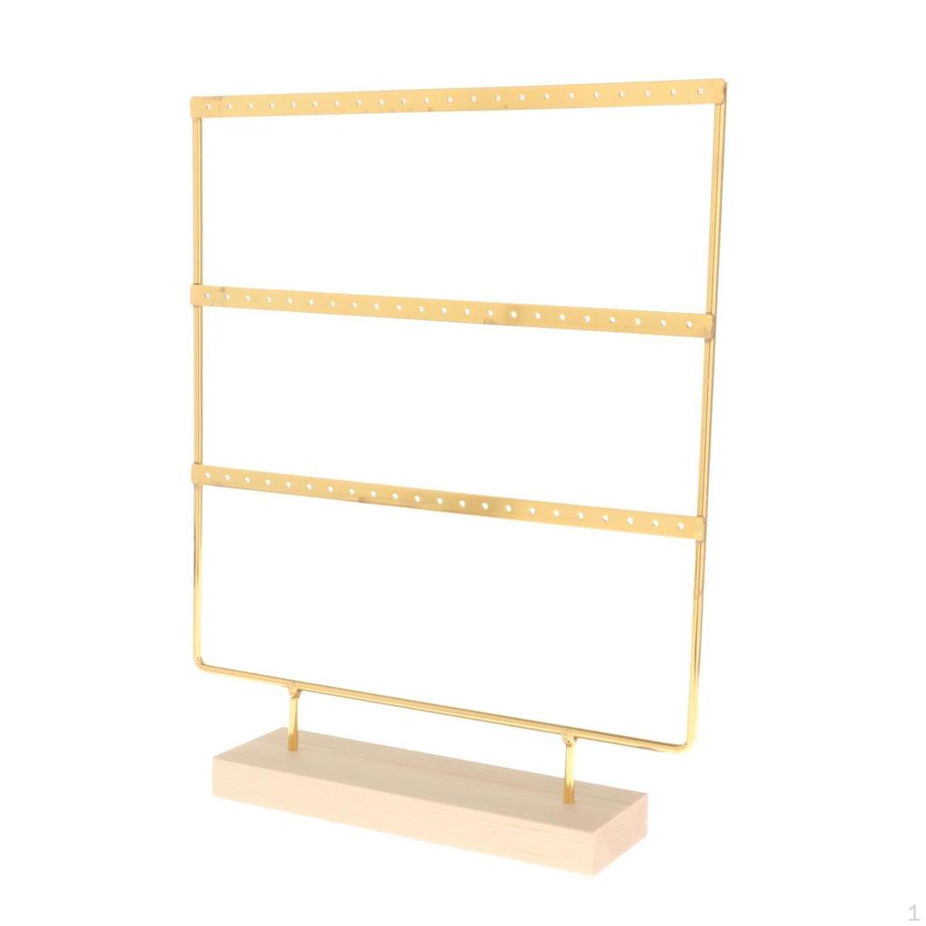 Earring Holder Stand 3 Tier Rectangular with Wood Base Versatile Jewelry Towel Elegant Durable