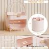 Cream-Style Makeup Storage Box: Dustproof Flip Lid Organizer with Drawer & Brush Holder
