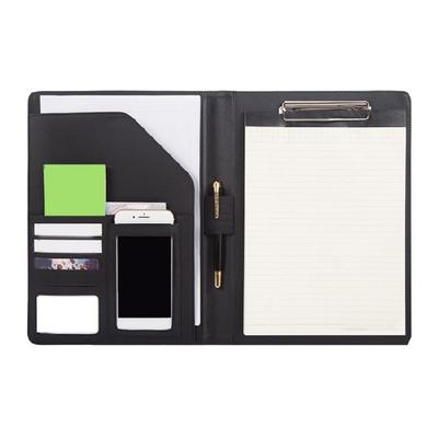 PU Leather Conference Folder with Clipboard Multiple Pocket Card Pocket Pen Slot Clipboard Business Document File Folder