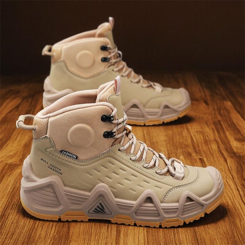 Men Tactical Boots with Straps for Combat Training Waterproof Straps Outdoor Hiking Breathable Multifunctional Motorcycle Shoes