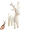 Minimalist Christmas Home Decor 3D Antler Deer Ornament for Decor, White Knitted Modern Winter Wonderland Texture Tabletop Figurine Holiday