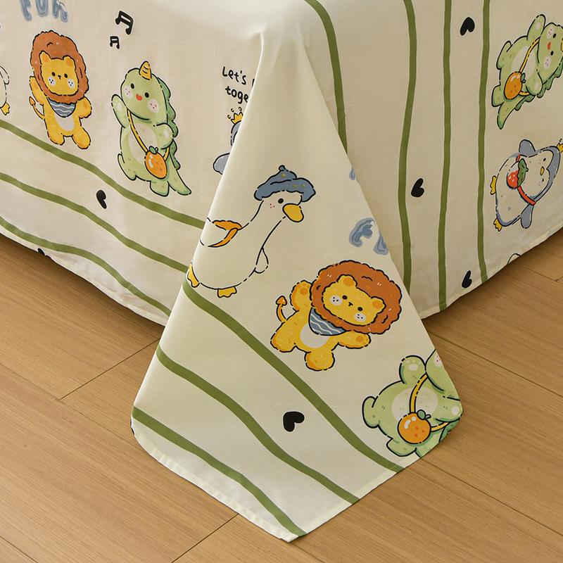 1pc 100% Cotton Flat Bedsheet Cartoon Style Bed Linen Print Bedsheet Skin-friendly Flat Sheets Drap De Lit (No Pillowcase)