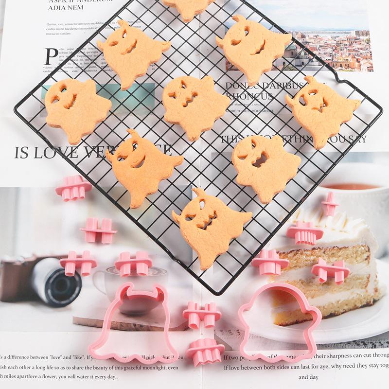 Diy Ghost Face Halloween Cookie Cutter Set Biscuit Mold Fondant Embosser Stamps Halloween Party Cake Decorating Tools