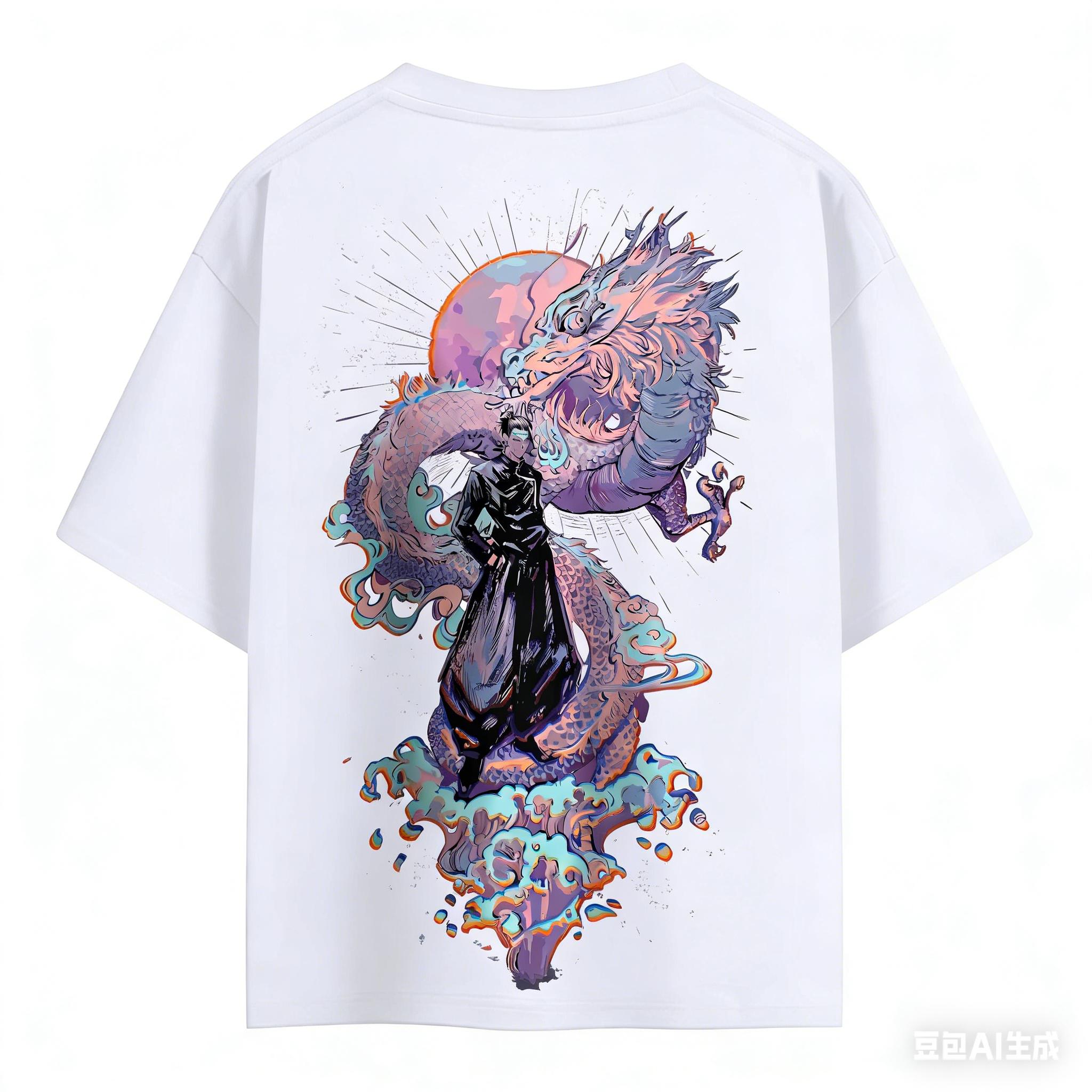 

Jujutsu Kaisen Gojo Satoru Purple Dragon Accompanying Neon Gradient Pure Cotton Adult and Children Trendy Street TShirt S