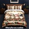 Gnome Theme Custom Text Or Name 3Pcs Bedding Set,1 Flat Sheet & 2 Pillowcases Personalized Home Bedding