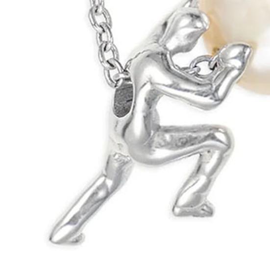 Greek Myth-Inspired Necklace Pushing Stone Faux Pearl Pendant Necklace Inspirational Religious Jewelry Gift for Men Women