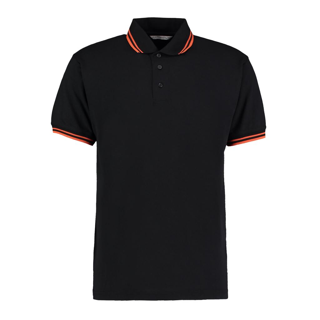 Kustom Kit Herren Piqué-Polohemd mit Kontraststreifen, kurzärmlig