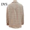 Women Jacket with Pockets Fall Spring Retro Plaid Print Turn-down Collar Single-breasted Striped Cardigan Chest Long Sleeves Loose Commuting