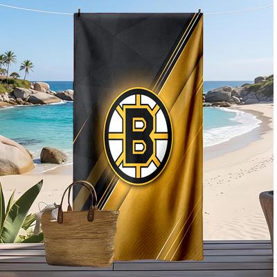 Serviette de plage imprimée Boston Bruins Douce Portable Rapide ?Serviette sèche pour piscine, vacances d'été, sport en plein air