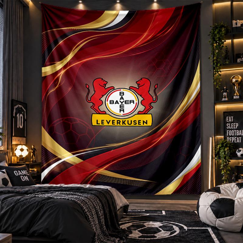 Wandbehang Teppich Bayer Leverkusen Fußball Druck Stoff für Wohnzimmer Schlafzimmer Heimdekoration
