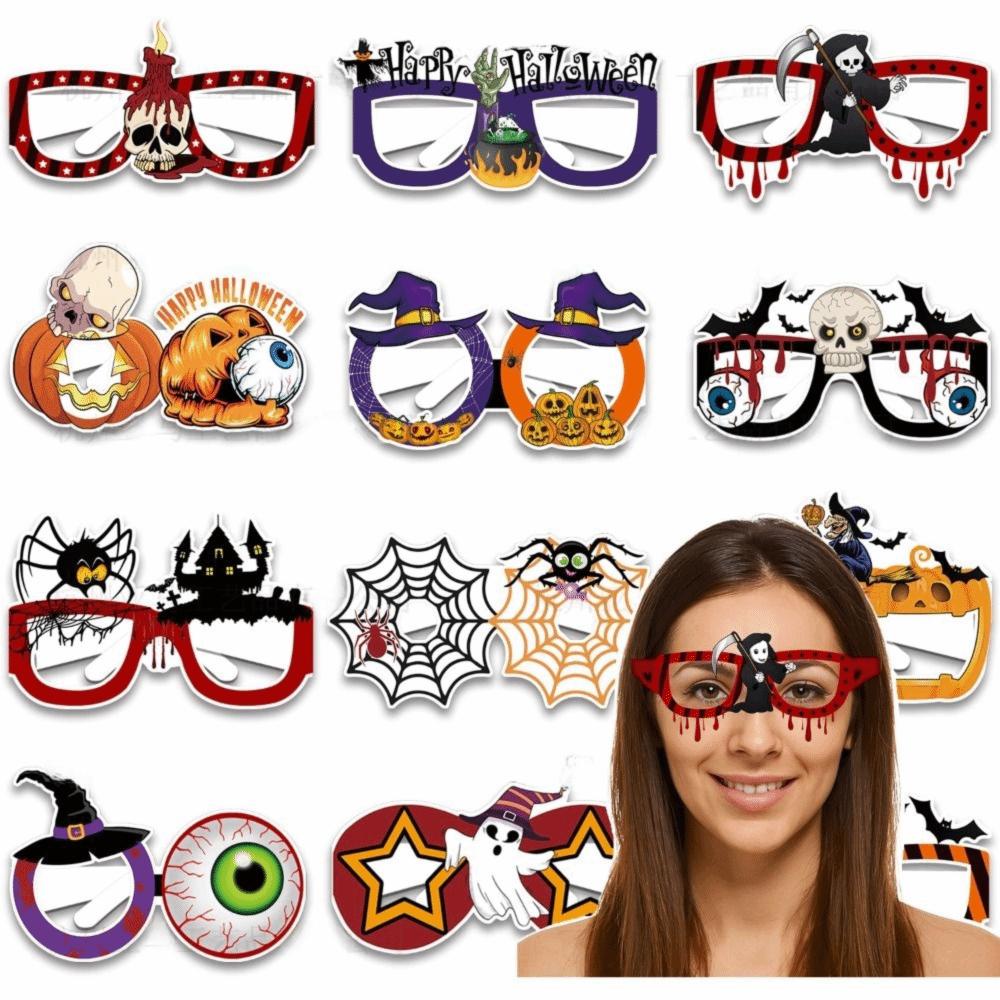 6 pcs Funny Cosplay Eyeglass Spider Design Party Photo Props Halloween Paper Glasses  Party