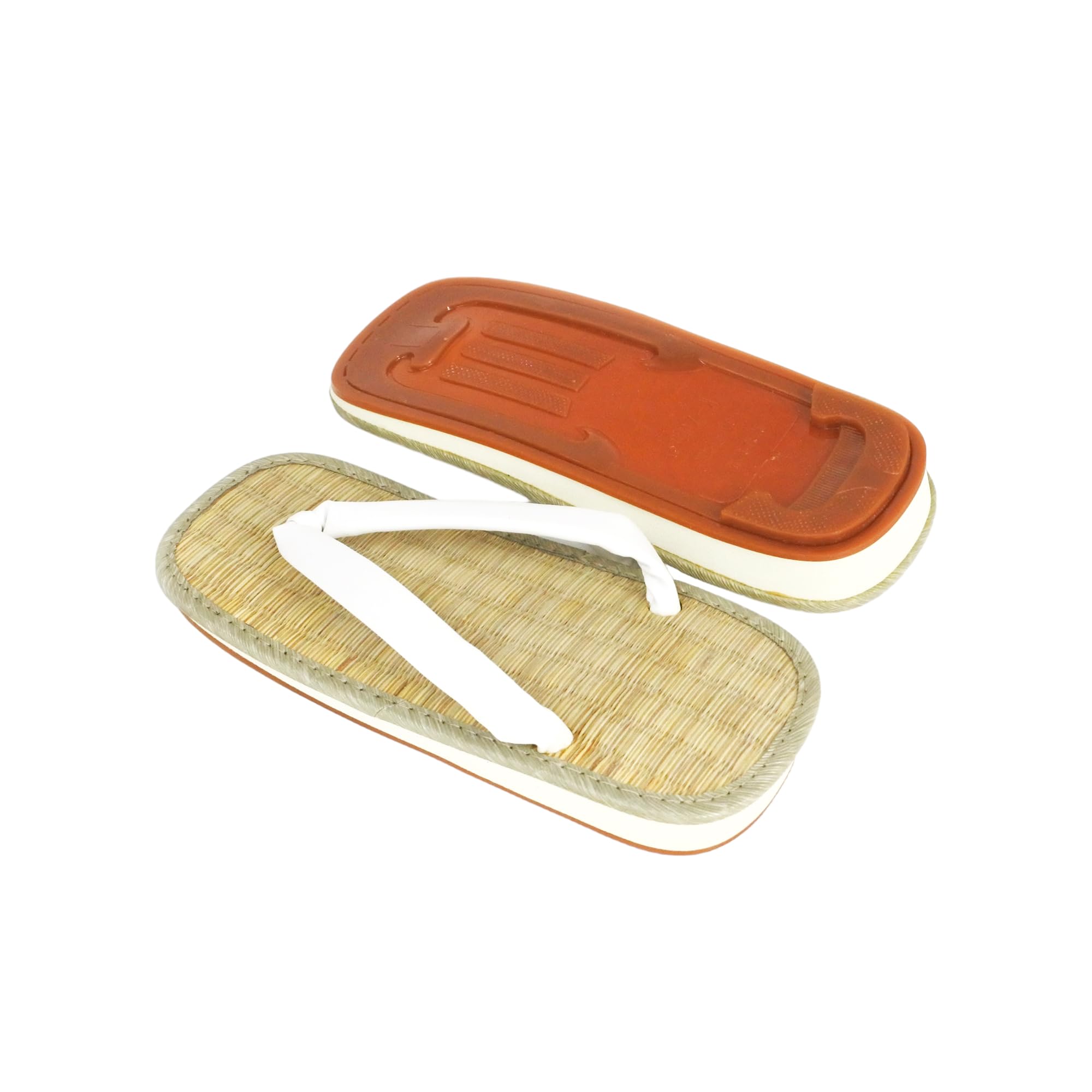 

Shibata Men s Geta Sandals, Igusa Outerwear, Sponge Core, Candy Sole, Synthetic Leather, White Straps (3L)