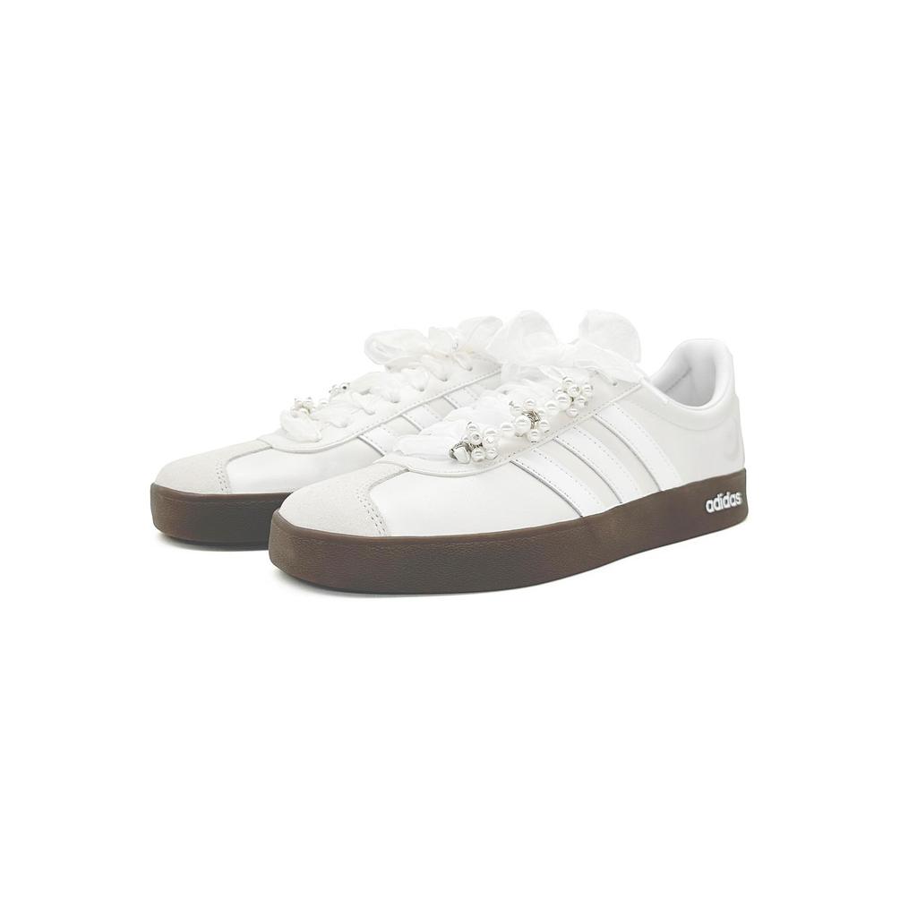 Adidas Vl Court Classic Leather Abrasion Resistant Low top Skateboard Shoes Unisex Silver White JQ2470(Team1182-)