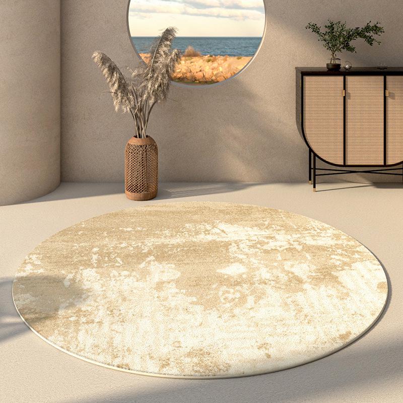 Round Faux Cashmere Wabi-Sabi Rug for Living Room, Bedroom, or Office