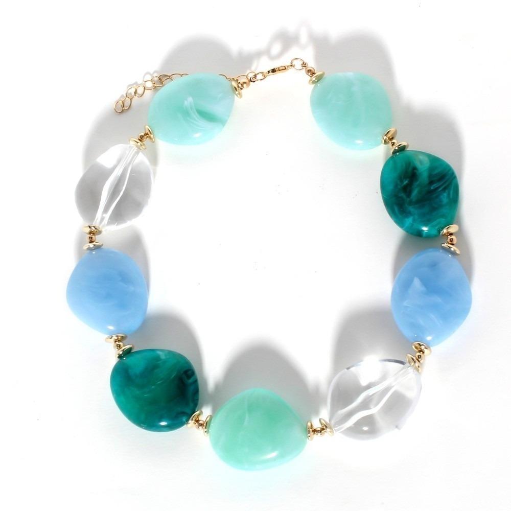 Acrylic Geometrics Necklace Irregular Neck chain Retro Resin Bead Necklace Women Jewelry