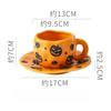 300ml Halloween Ceramic Coffee Cup Irregular Unique Mug with Bat Ghost Pattern Spooky Gift for Home Decor