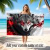 Wolf Theme Beach Towel Personalized Custom Name & Text Soft Quick Dry Beach Towel for Swimming Travel