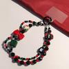 Handy-Lanyard Weihnachts-Schleife Doppelkette Damen-Handgelenk Handy-Anhänger Lanyard Kurzes Handseil Handgemachte Perlenkette