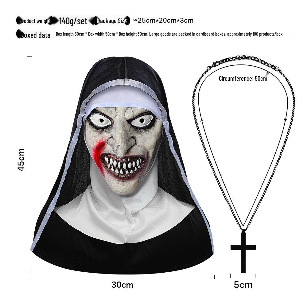 Maska Masquerade - Hełm Zakonnicy z Otwartymi Ustami - Straszna Twarz Ducha na Imprezę Halloweenową