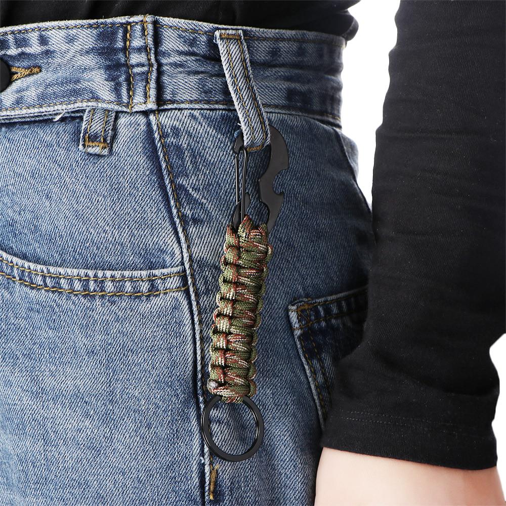 Parachute Cord Lanyard Keychain Climbing Carabiner Camping Outdoor Survival Tool