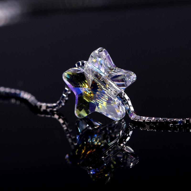 

Ожерелье с квадратной подвеской «Радуга» из стерлингового серебра 925 пробы с австрийскими кристаллами - Модное ювелирное украшение, подарок на Рождество 925 Sterling Silver