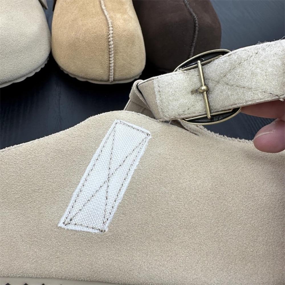 Platform Slippers Woman Retro Thick Bottomed Bag Head Belt Buckle Slippers Women's Heightened Bag Head Slippers about 6cm High