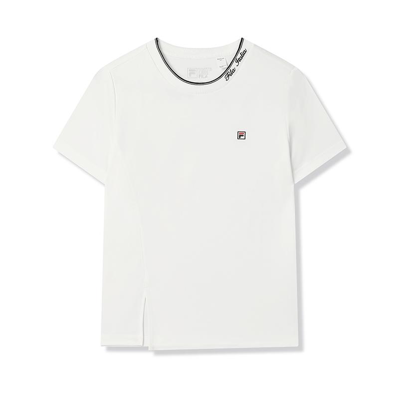 Fila Heritage Soft Comfortable Breathable Durable Simple Versatile Solid Color Knitted Short Sleeve T-Shirt Women T-Shirt F51W528101FWT