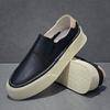 Cross-Border One-Pedal Men'S Shoes First-Layer Cowhide Thick-Soled Casual Board Shoes Spring New Lazy Foot Cover White Shoes Genuine Leather