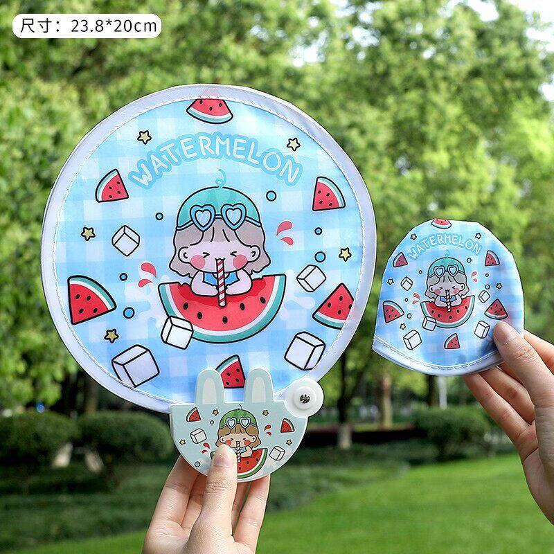LIEI Kids Portable Round Fabric Folding Fan