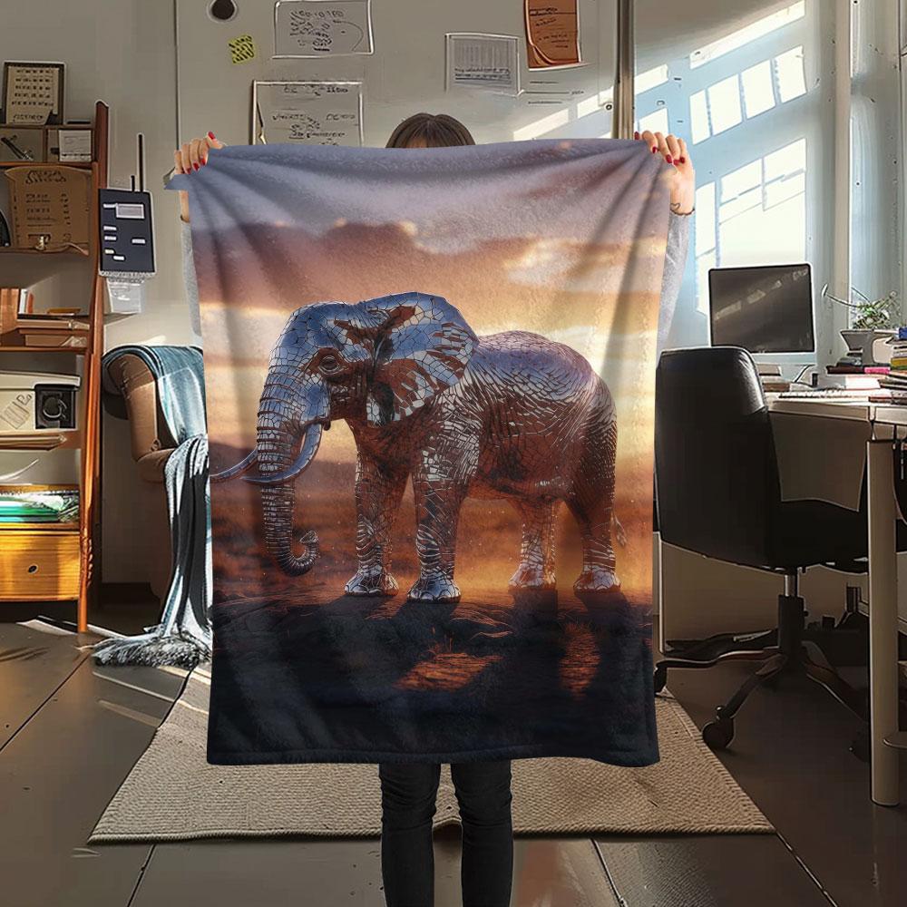 1Pc Mirroranimals Print Flannel Blanket, High quality Comfortable for All Seasons, Home Decor, Warmth and Comfort, Perfect for Christmas Gifts