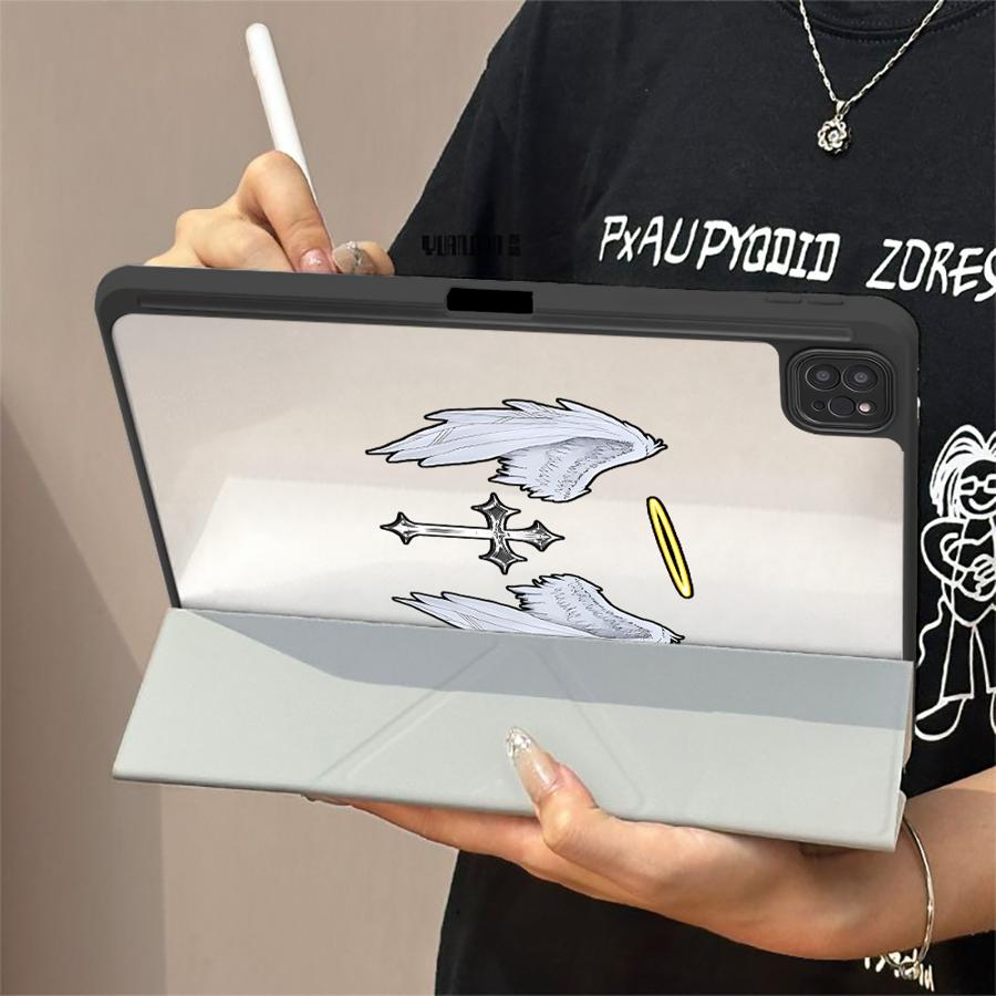 Angel Cross Art Holder Cover Tablet Case For iPad Pro 11th 10th 9th 8th 7th 12.9inch Mini 6 7 Air 4 5 M3 M2 1 2 M4 11inch Pro