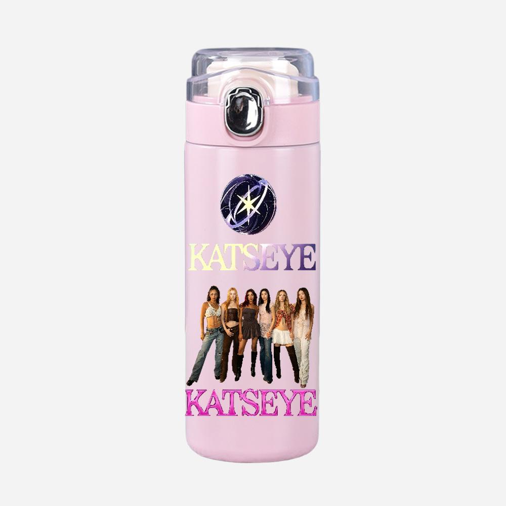 400Ml Water Bottle Anime Cartoon KATSEYE Printed Thermos Cup Portable Stainless Steel Outdoor Sports Water Cup Children Kid Gift