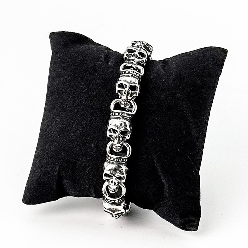 Mens Stainless Steel Cuban Link Bracelet Heavy Duty Black Oxidized Retro Gothic Punk Biker Style Jewelry Adjustable for Men
