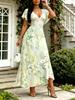 Vestido Maxi Floral para Mujer con Cuello en V y Mangas Acampanadas, Vestido Casual de Verano para Fiesta