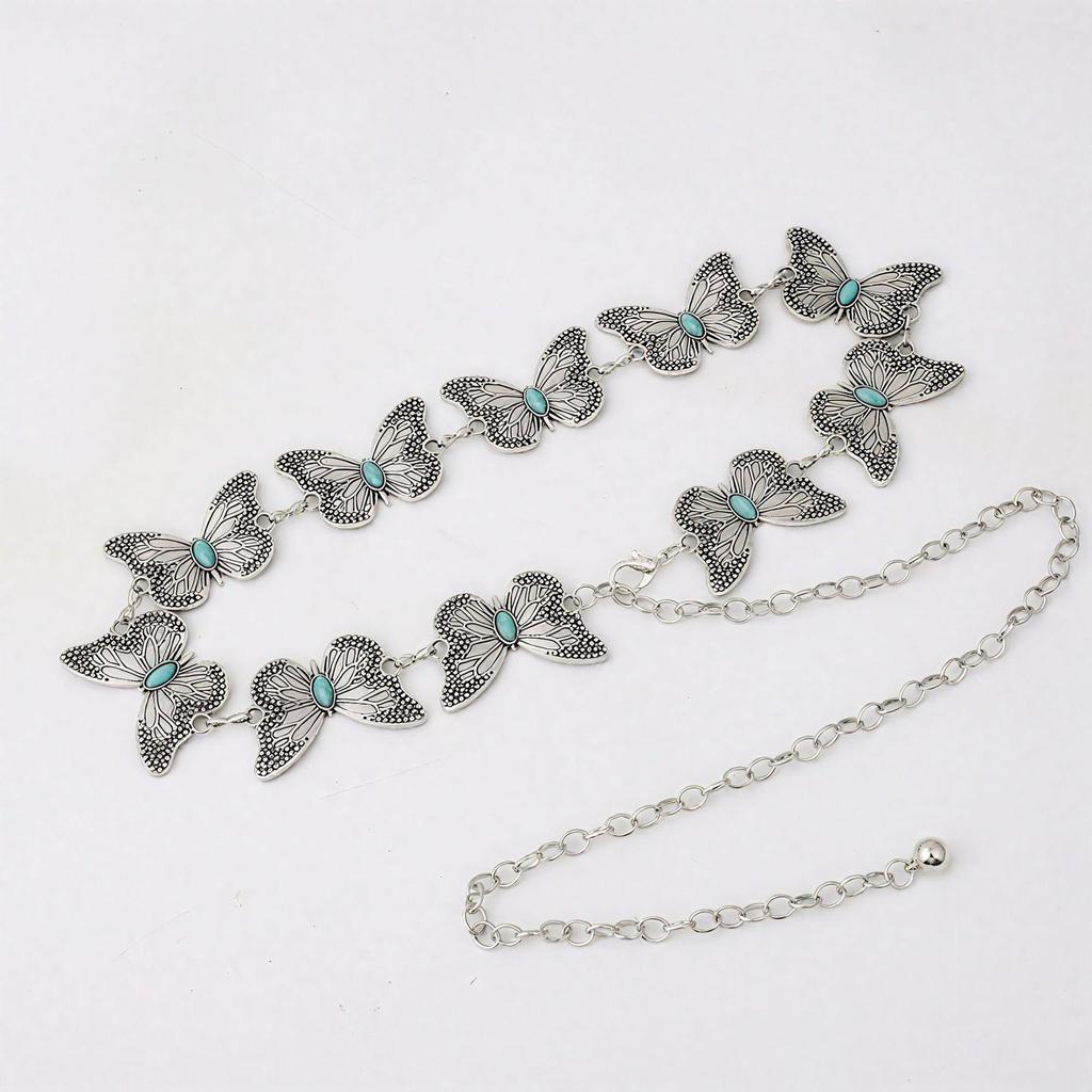 Bohemian Style Engraved Metal Waist Chain for Dresses and Jeans