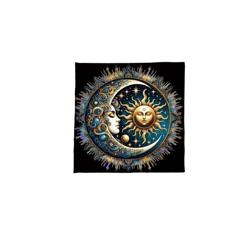 Sun Moon Pattern Astrology Tablecloth Altars Cloth Square Divinations Card Table Cloth Witchcrafts Deck Cloth