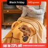 Portable 2 In 1 Capybara Pillow Blanket Plush Soft Travel Blanket Cartoon Cozy Nap Cushion Blanket Travel
