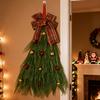 Christmas Tree Wreath with Bowknot Elegant Front Door Hanging Ornament for Garden Room Xmas Decoration New Year Festival