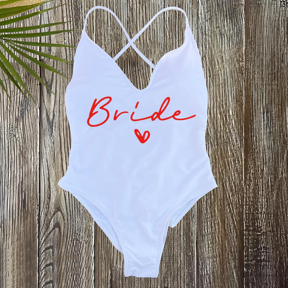 Sexy Padded One Piece Swimsuit Women Team Bride Swimwear Bikini Summer Bathing Suit Plus Size Beachwear Bachelorette Party Lady