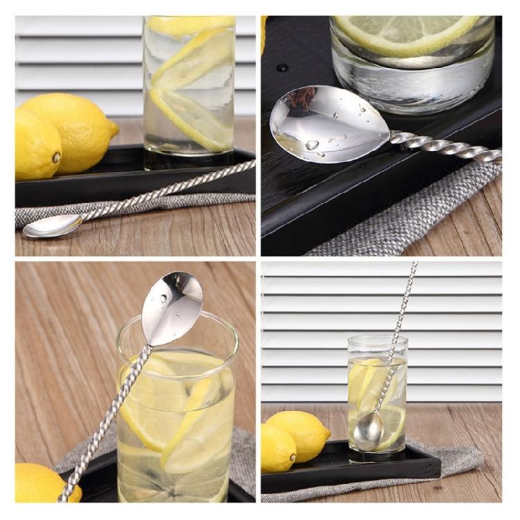 Durable 304 Stainless Steel Cocktails Spoon Double Ended Mixing Tool Polished Finish For Professional And Home Bartending