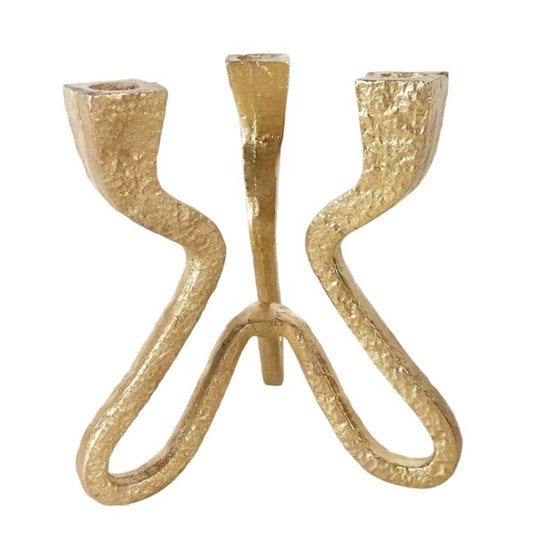 Candlestick Holders Iron Metal Taper Candle Holders Decorative Candle Stands 3 Arm Candelabra for Home Decorations золотой