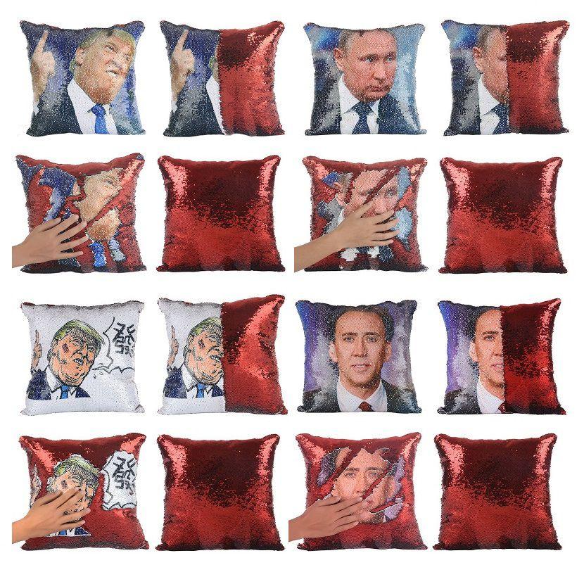 Nicolas Changing Pillow Cage Donald Trump Vladimir Putin Mermaid Cushion Cover